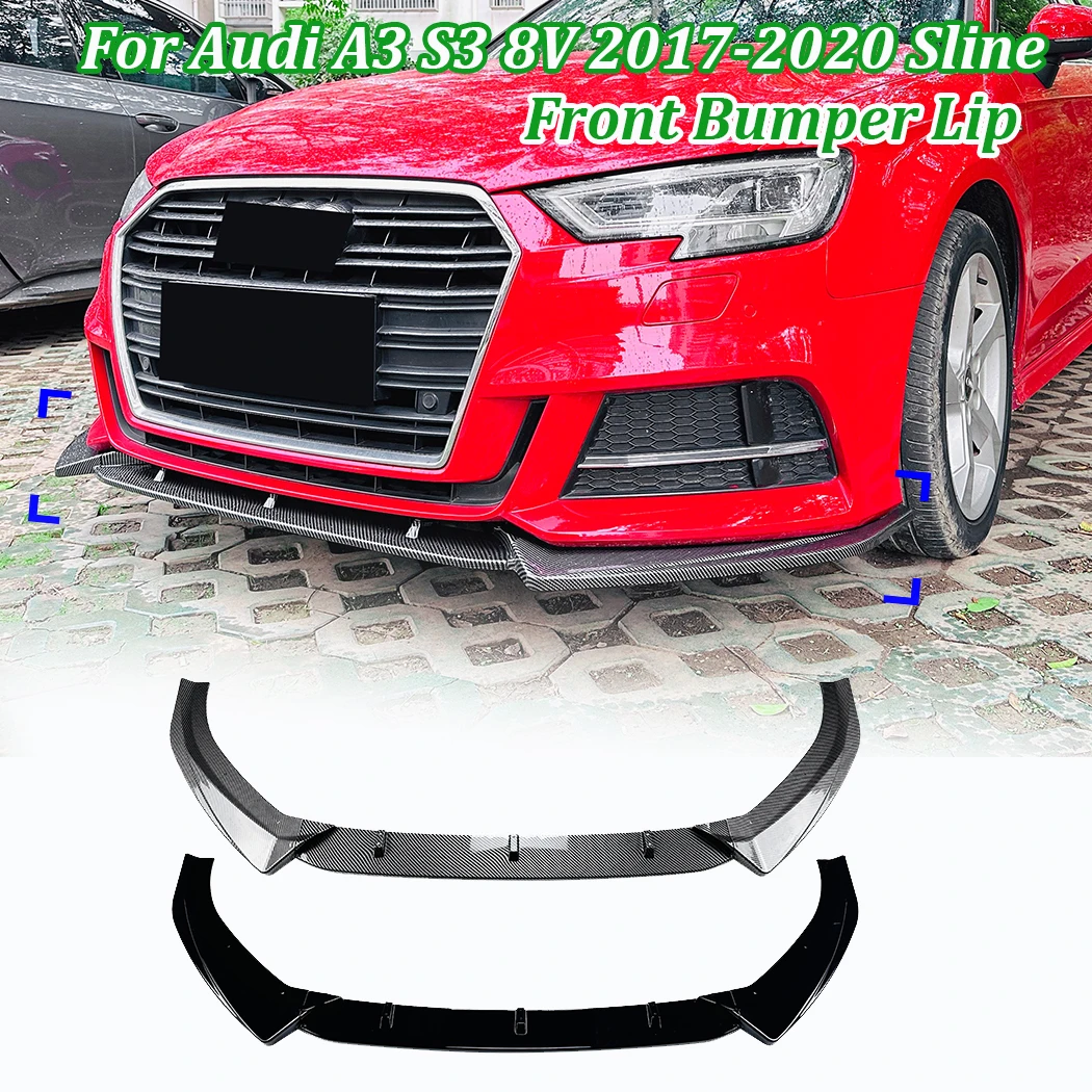 

For Audi A3 S3 8V 2017-2020 Sline Front Lip Spoiler Front Bumper Shovel Exterior Modification Car Guard Protector Accessories