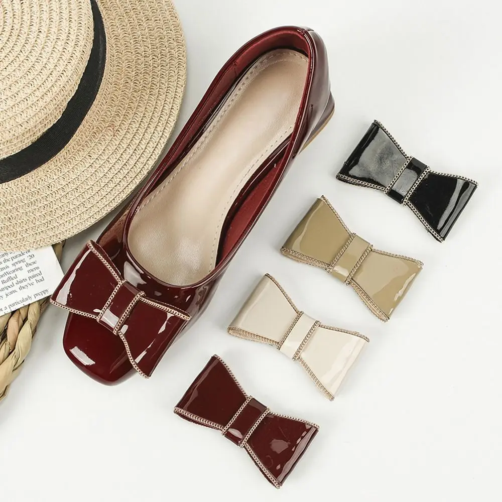 

Shiny Shoes Decorations Materials Bow PU Bow Shoes Charm DIY Bags/Clothes/Shoes High Heel