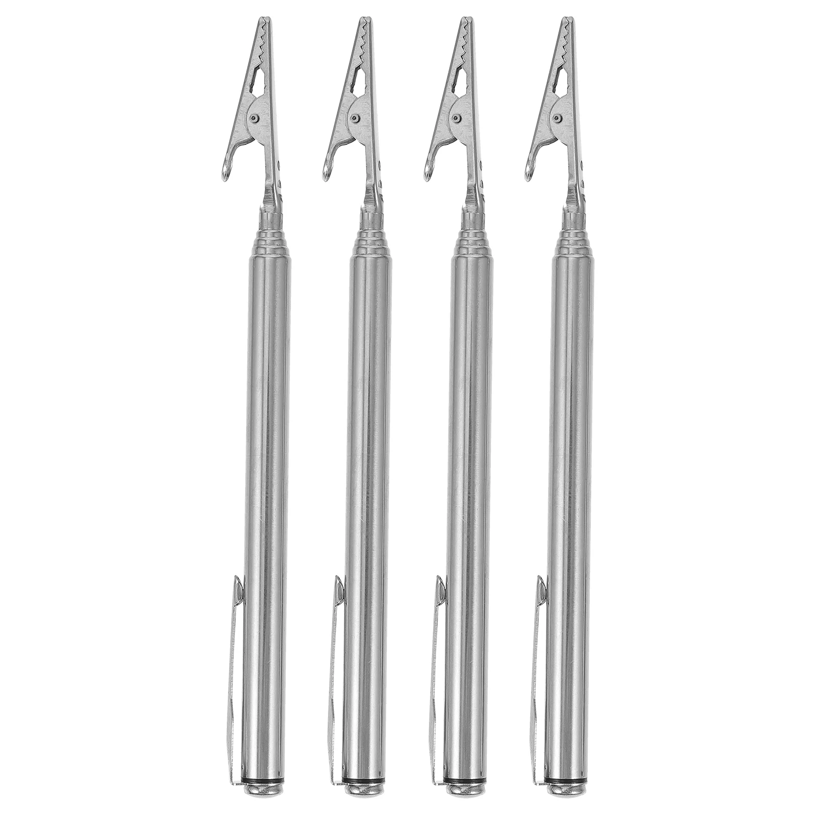 

4 Pcs Multimeter Clips Retractable Alligator Board Clamps Telescopic Stainless Steel Scalable Telescoping Silver