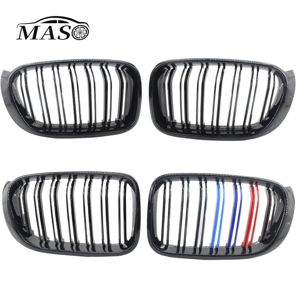 

2pcs ABS Glossy Black Car Front Kidney Grille Dual Slat Grille for BMW X3 F25,X4 F26 Facelift 2014 2015 2016 2017