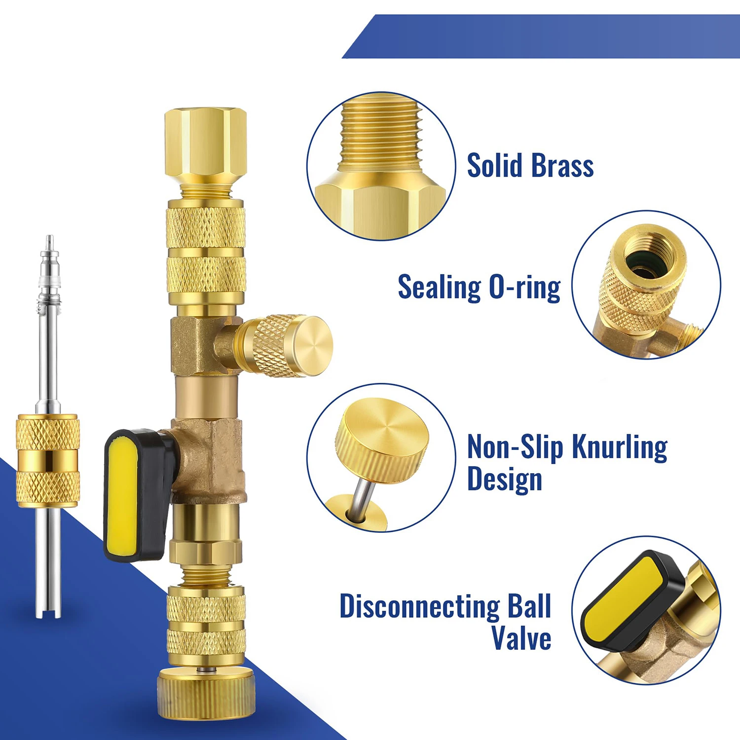 Valve Core Remover Installer Tool, R410A R22 AC Schrader Valve Core Remover, Dual Size 1/4