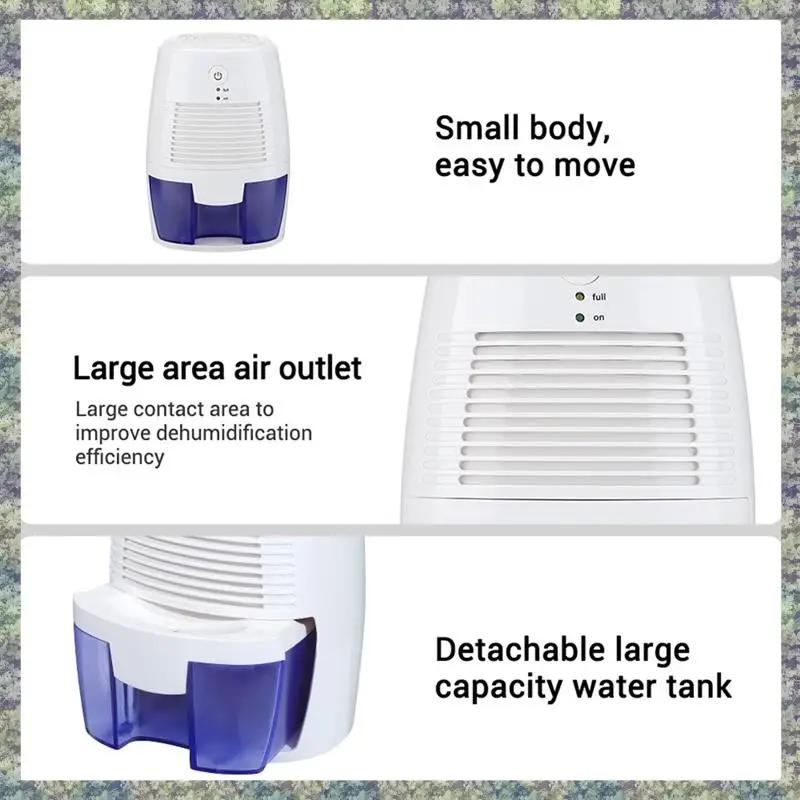 

Портативный осушитель WON 500 мл, бесшумные поглотители влаги, осушитель воздуха для дома, комнаты, офиса, кухни, дезодоратор, осушитель воздуха