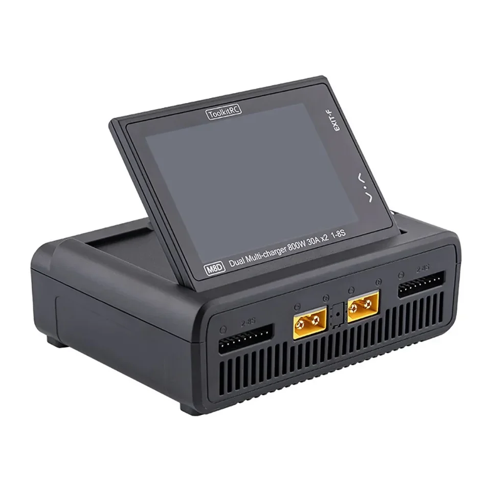 ToolkitRC M8D Smart Charger 2CH Touch Screen Dual Channel DC800W X2 30A 8S Lithium Battery Fast Charge RC Model Car FPV Battery