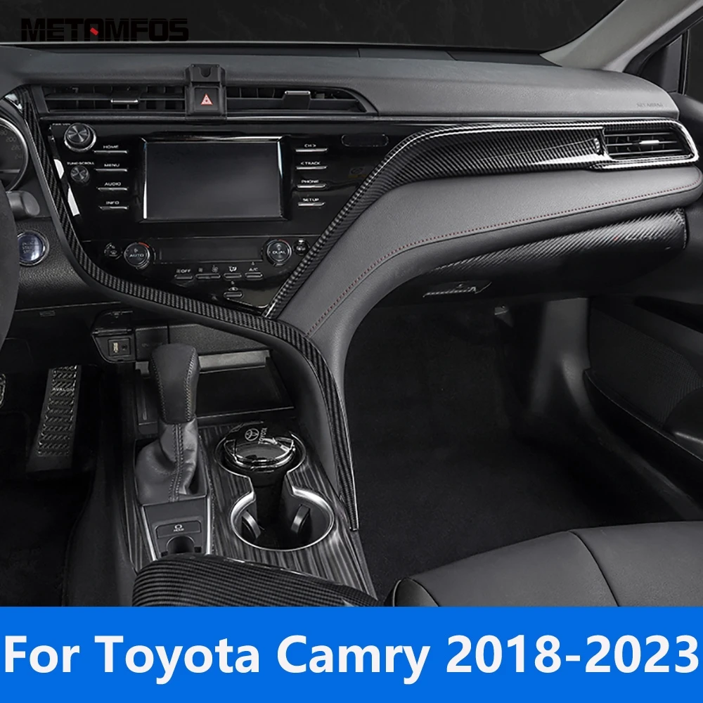 

Для Toyota Camry 2018 2019 2020 2021 2022 2023 углеродное волокно, центральная консоль, панель приборной панели, молдинг, аксессуары, Стайлинг автомобиля