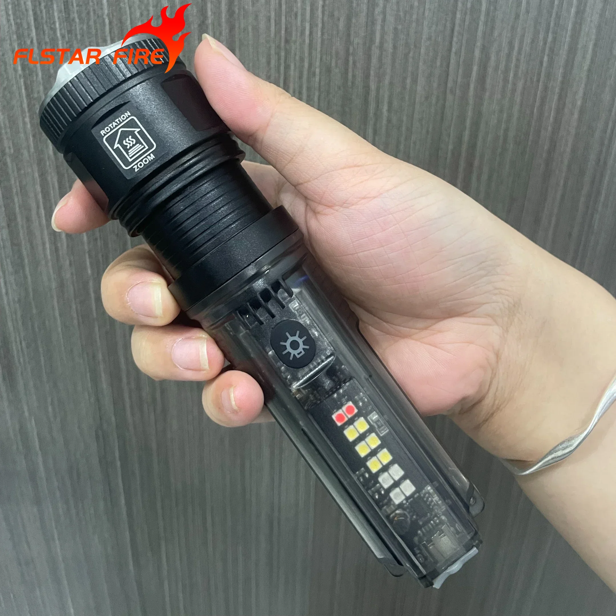 Solar Energy Outdoor Flashlight Power Bank Telescopic Zoom USB Charging Waterproof Portable Emergency Home Torch Camping Hiking