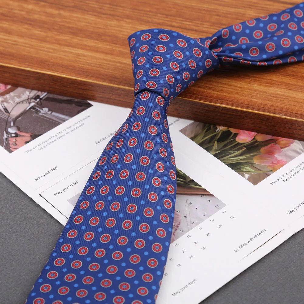 Klassische Krawatte für Herren, Seidenimitat, hochwertige Krawatten, weich, neuartig, gepunktet, mit Blumenmuster, Business- und Hochzeitsaccessoires, Geschenk – Detail 9