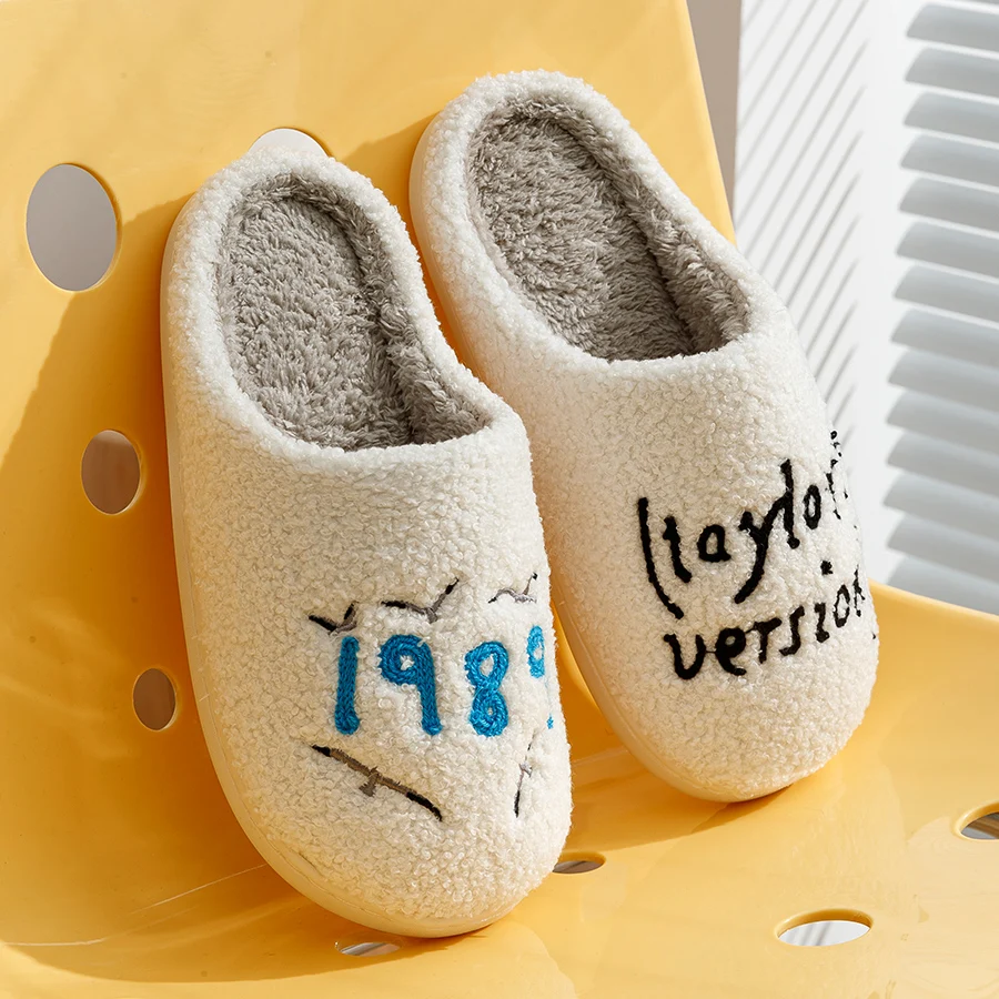 Women\'s Slippers Indoor High Quality Embroidery Comfy Indoor Tasteful Life 1989 Version Non-slip Warm Winter Home Shoes for Gift