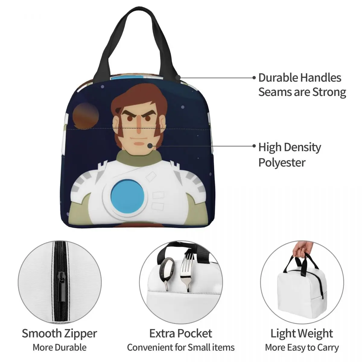 Comet Crew 액세서리 Captain Future 절연 점심 가방 쿨러 열 식품 상자 토트 누출 방지 도시락 상자 컨테이너