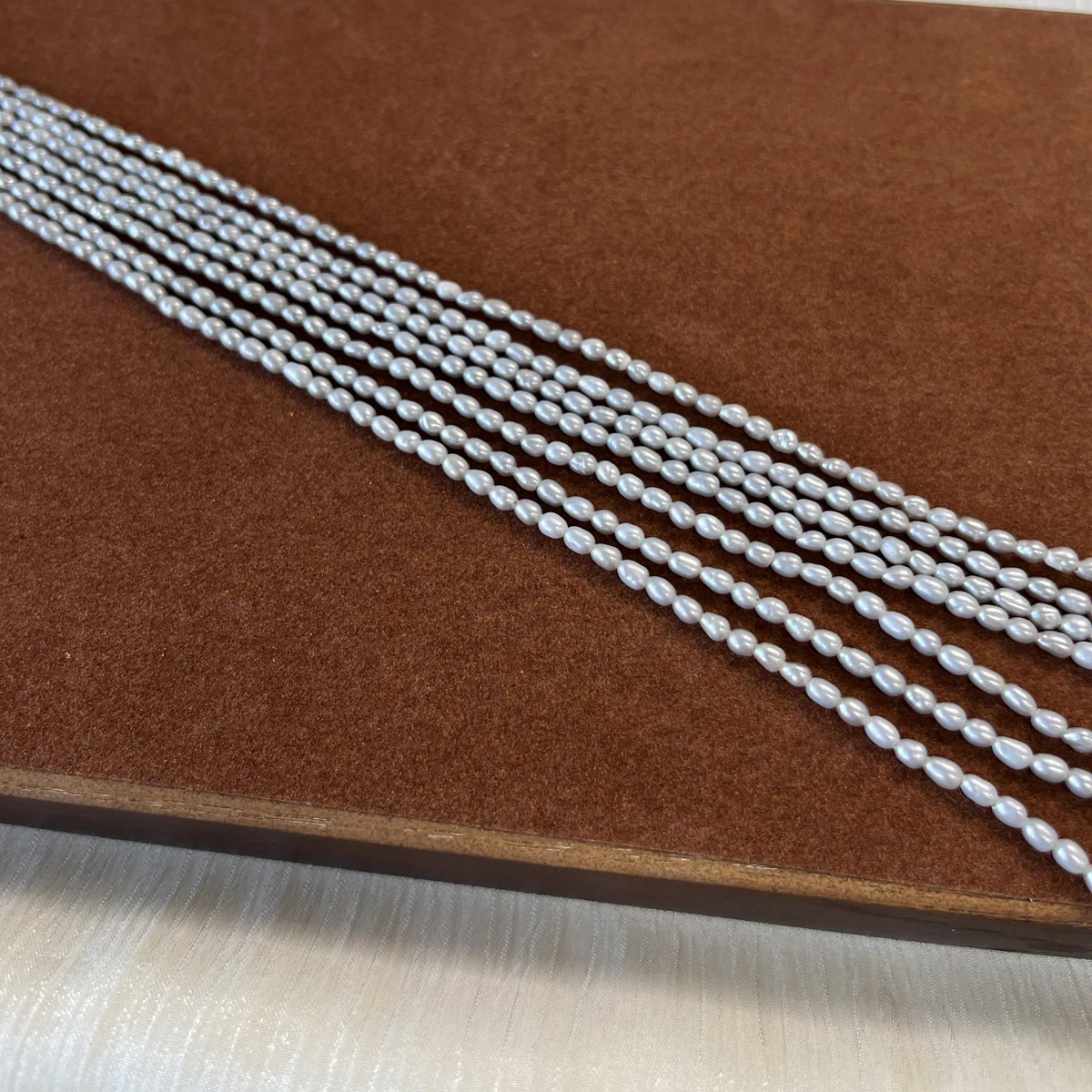 

AA 3-3.5mm Natural Freshwater Pearl Gray Rice Beads for DIY Women Men Necklace Bracelets Jewelry Making Accessories Gifts