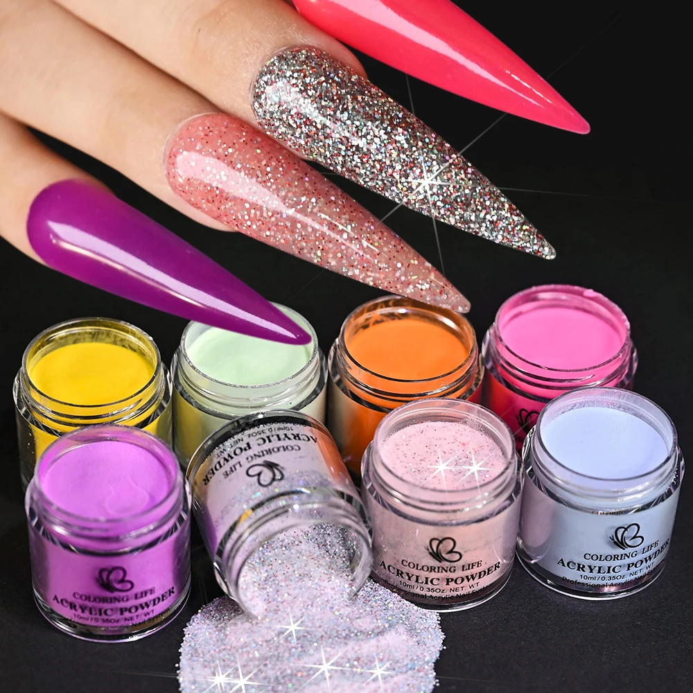 8 stks/set Nail Art Acryl/Dompelen/Carving Poeder Mix Kerst Kleuren Glitter-3 IN 1 Nail Art Decor manicure Crystal Glitter