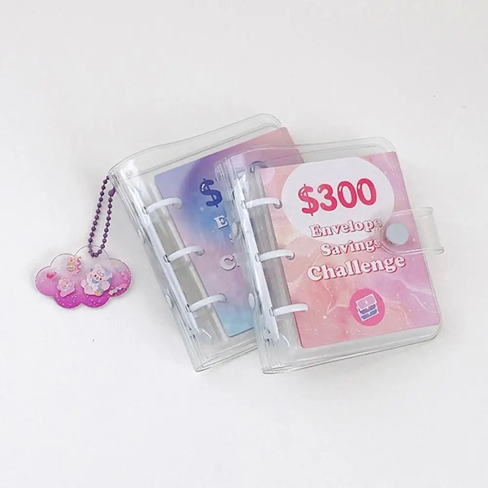 Transparent Savings Challenge Binder Loose Leaf Waterproof Envelope Challenge Binder Tear Resistant PVC Mini Budget Binder Album