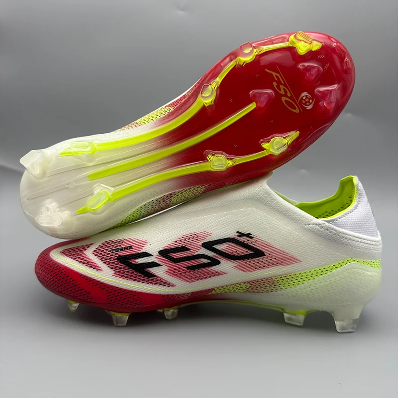 

High Quality Men Long Spikes Soccer Shoes SLIP-ON Laceless FG Football Shoes Men/Youth Society Cleats Comfortable Football