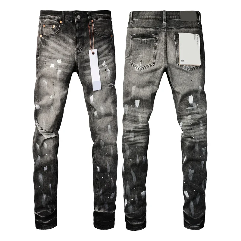 High Quality Brands Jeans American High Street Men Retro Slim Stretch Ripped Pants Niche Design Painted BRANDS Denim Trousers