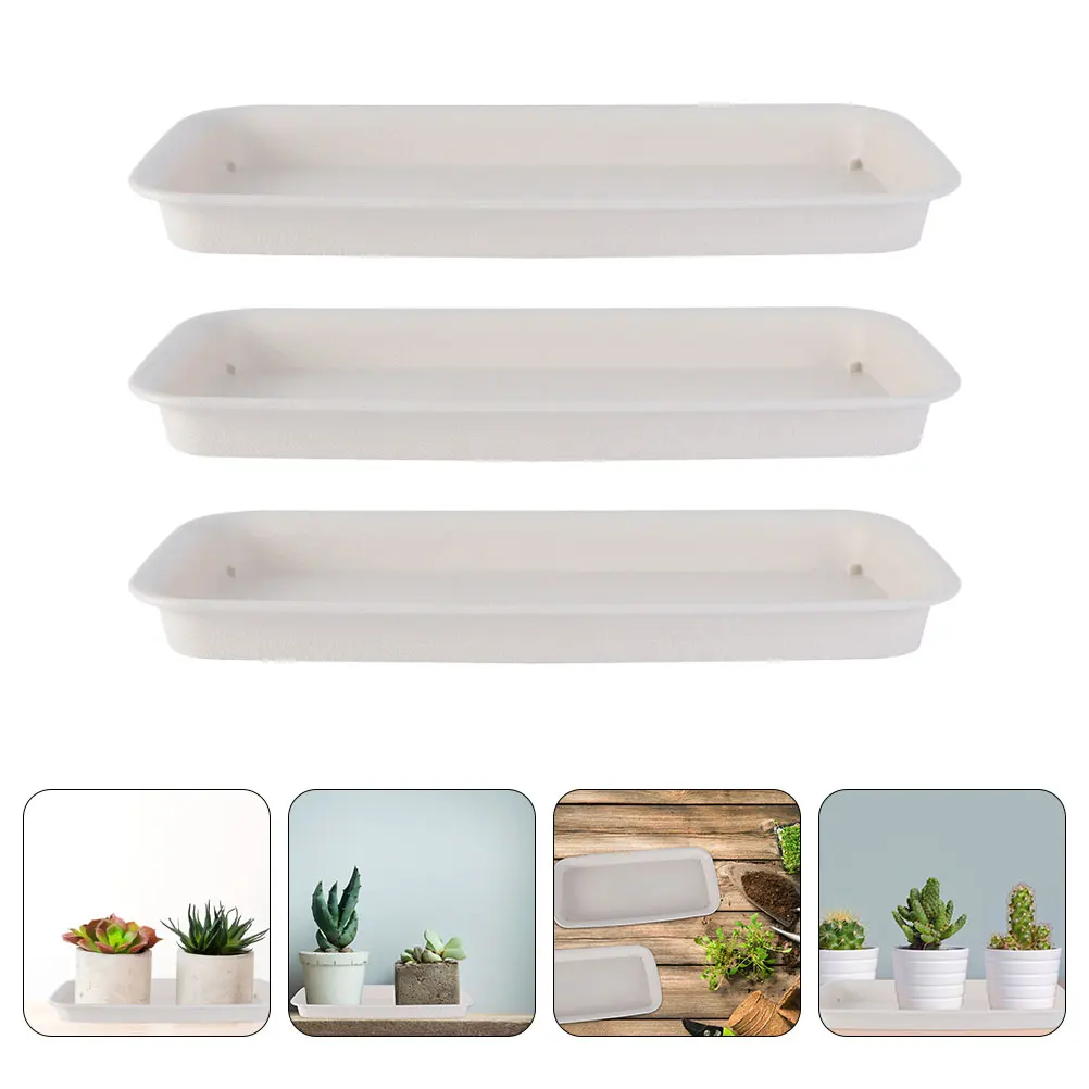 

3pcs Flower Pot Trays Rectangular Plant Saucer 21x8 5cm Beige Ground Flowerpot Bottom Trays Waterproof jardin