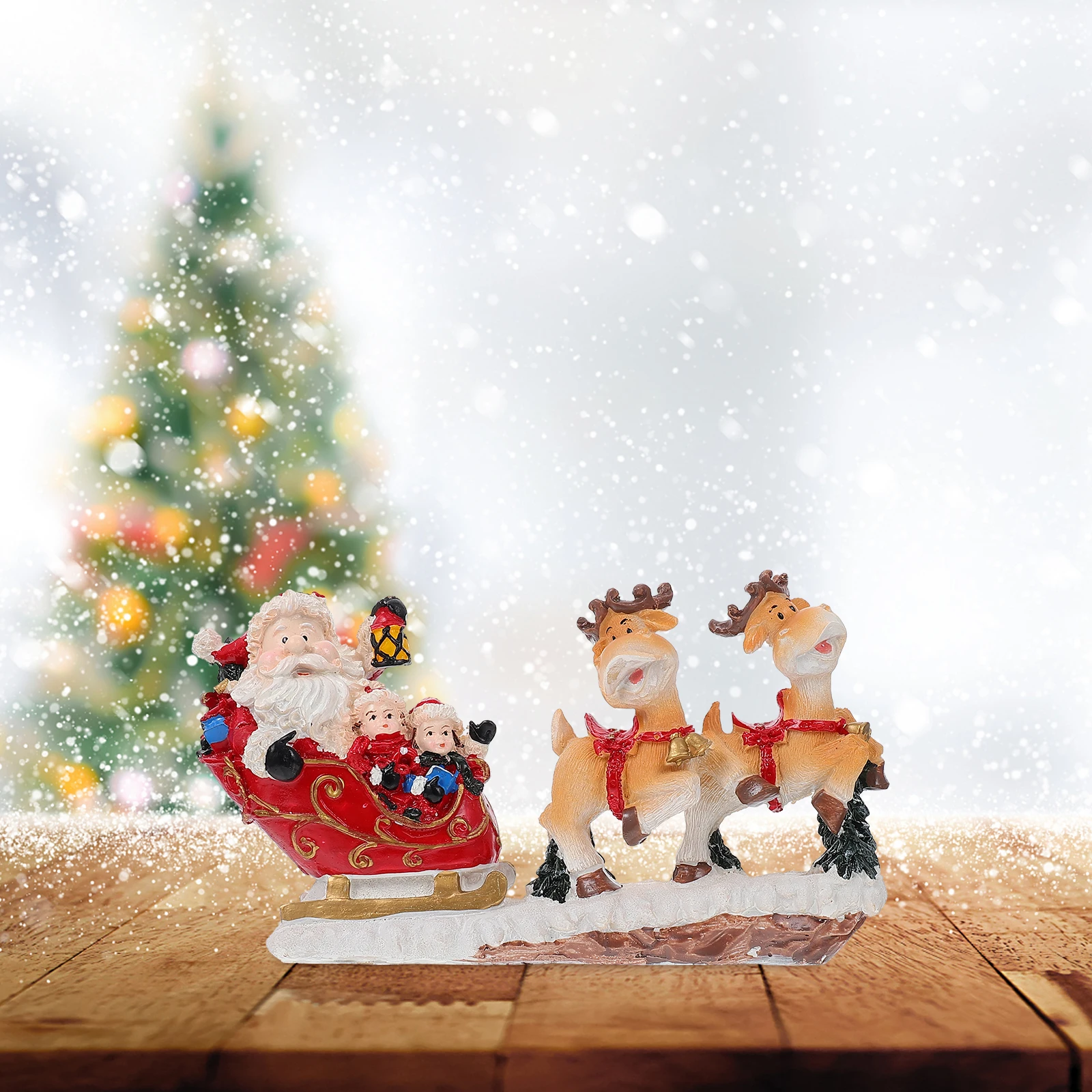 

Elk Pulling Cart Decor Christmas Home Resin Sculpture Tabletop Crafts Holiday Gifts Festive Xmas Accessories