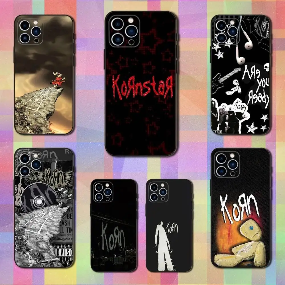 

Rock K-Korn-ES Band Phone Case For iPhone 16,15,14,13,12,11 Plus,Pro Max,XS,X,XR,SE,Mini,8,7,Soft Silicone Black Cover