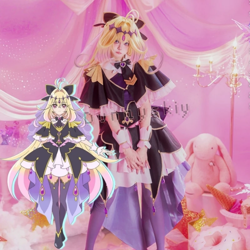 Аниме-косплей: серия Meitantei Pretty Cure! Косплей Мории Лулуки в образе Black Arcana Shadow, полный комплект, стиль Лолита, Jirai Kei Cos.