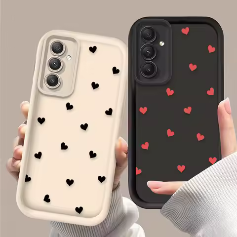 Black Love Heart Phone Case for Samsung Galaxy A23 A24 A25 A55 A35 A15 A05 A05S A16 A06 A13 A12 A22 A32 A52 A71 A51 4G Cover