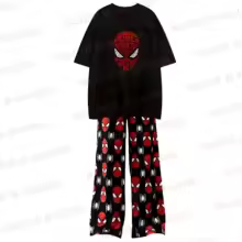 2025 Cartoon The Spiders & Bats Summer Cotton T-Shirt With Pajama pants Oversized Suit For Adult/Kids Couple Matching Clothes