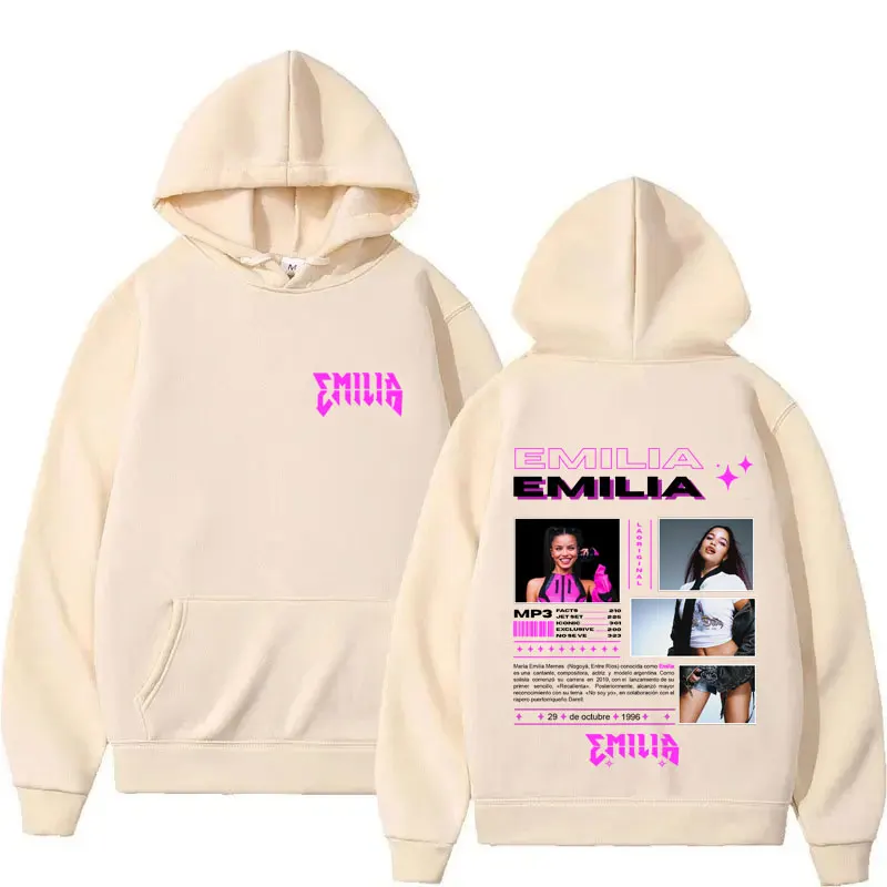 2025 العصرية إميليا Mernes MP3 هوديس Harajuku المتضخم البلوز الرجال النساء ملابس كاجوال كنزة صوف موضة الشارع الشهير