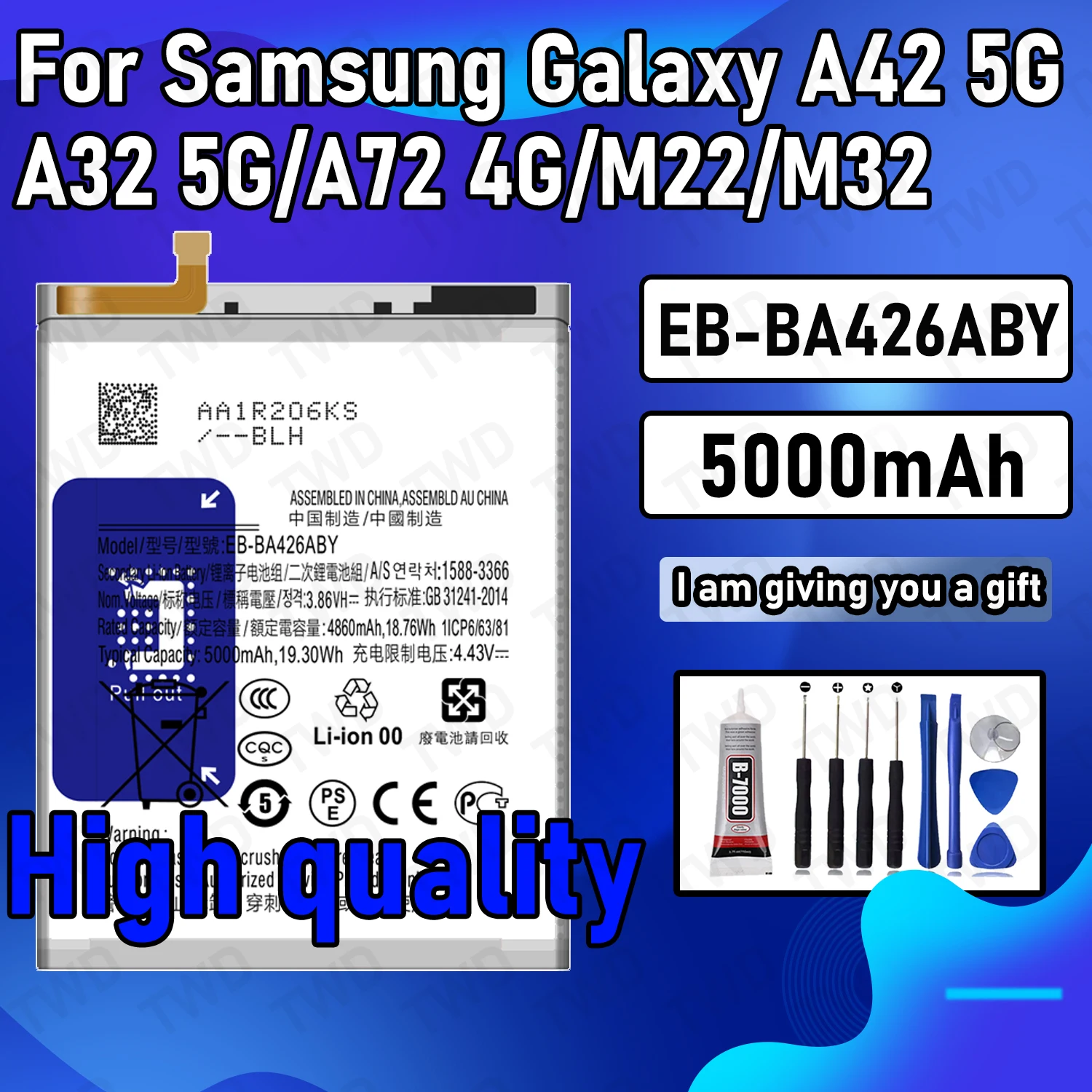 

EB-BA426ABY Large capacity Battery For Samsung Galaxy A42 5G/A35 5G/A72 4G/A72 5G/M22/M32 Batteries New High Quanlity+Free Tools