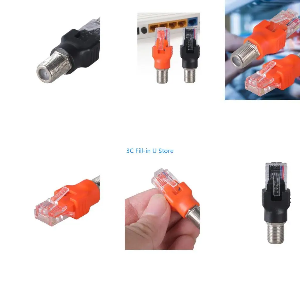 G8TA F Female to RJ45 Male Coaxial Converters Adapters for Home Ethernet Cable Trackings