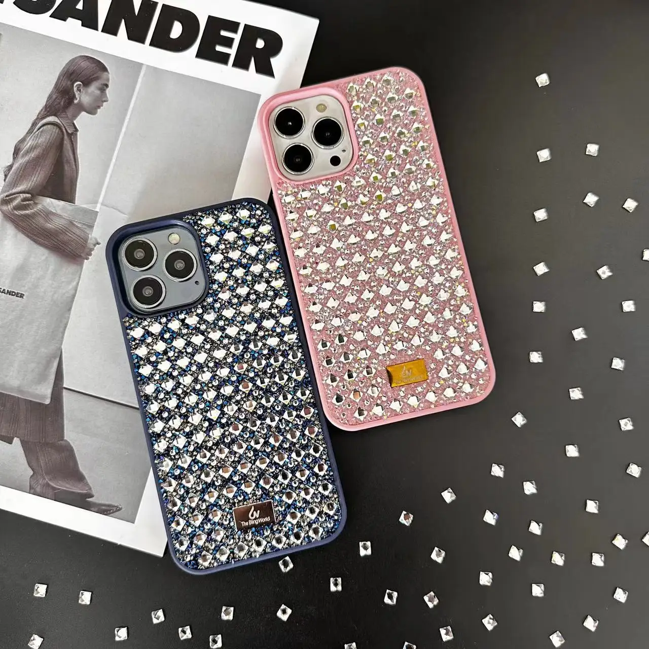 

Bling Diamond Glitter Phone Case For Iphone 16promax Diamond Fashion Design Women For Apple 15 14 13 12 Luxury Rhinestone Case