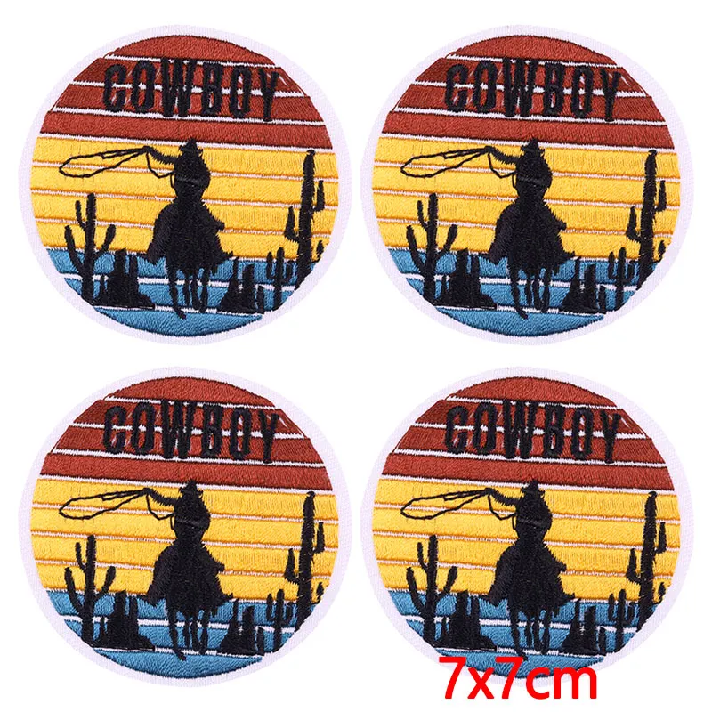 10PCS Wholesale Cowboy Hat Embroidered Patches For Clothing Cowboy Boots/Music Patches On Clothes Jackets Iron On Patches Badges