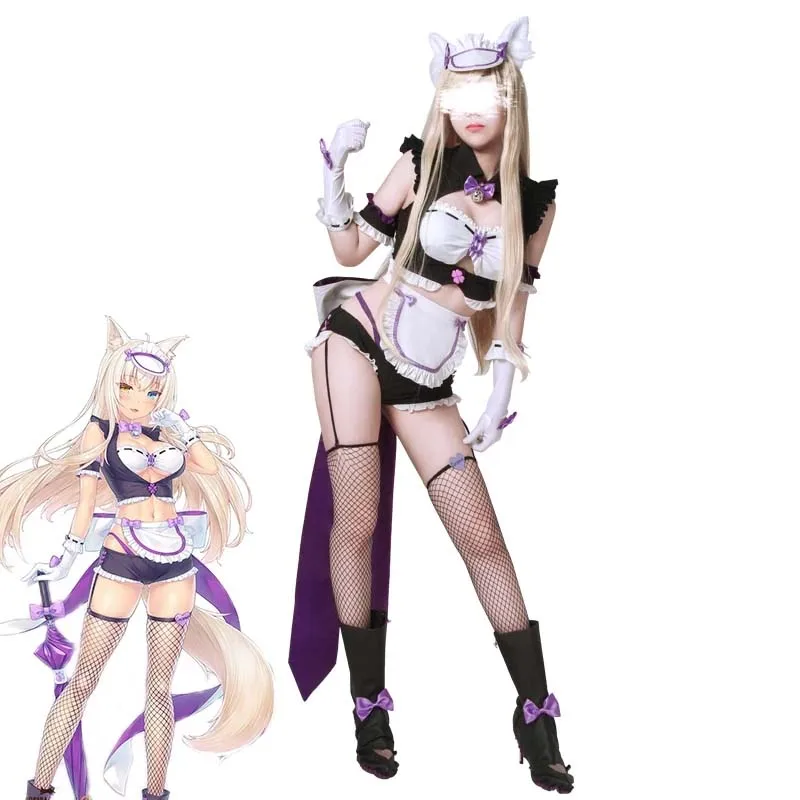 Anime Nekopara Cosplay Costume Race Queen Coconut Cosplay Costume Maid Dress Cat Neko Sexy Women Costume Full Set Clothes