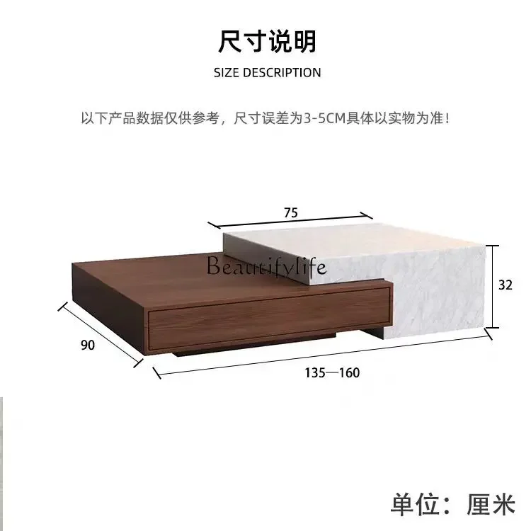 13イタリア製ミニマリスト家庭用高級大理石ストレッチコーヒーテーブル収納