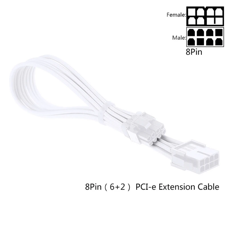 Sleeve Extension Power Supply Cable 24-pin A 8-pin PCI-E GPU/8pin CPU/6-pin PCIE/4-Pin CPU Cable with Combs 18AWG QXNF