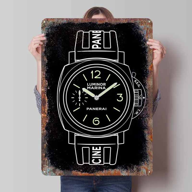 Panerai Luminor Marina Outline Metal Sign Classic Watch Poster Wall Art Mural Retro Tinplate Signs for Wall Art Decoration Room