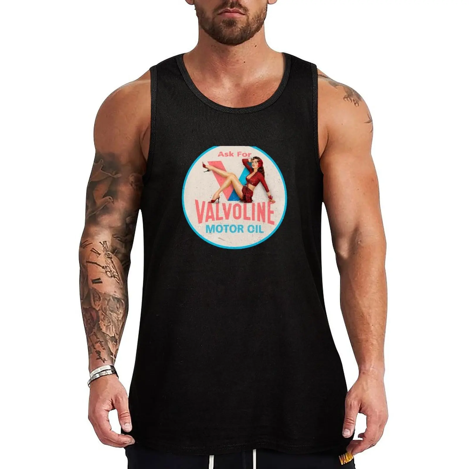 

Valvoline pin up vintage sign Tank Top Man clothes for gym Bodybuilding clothing man Sports shirt man gym clothes for