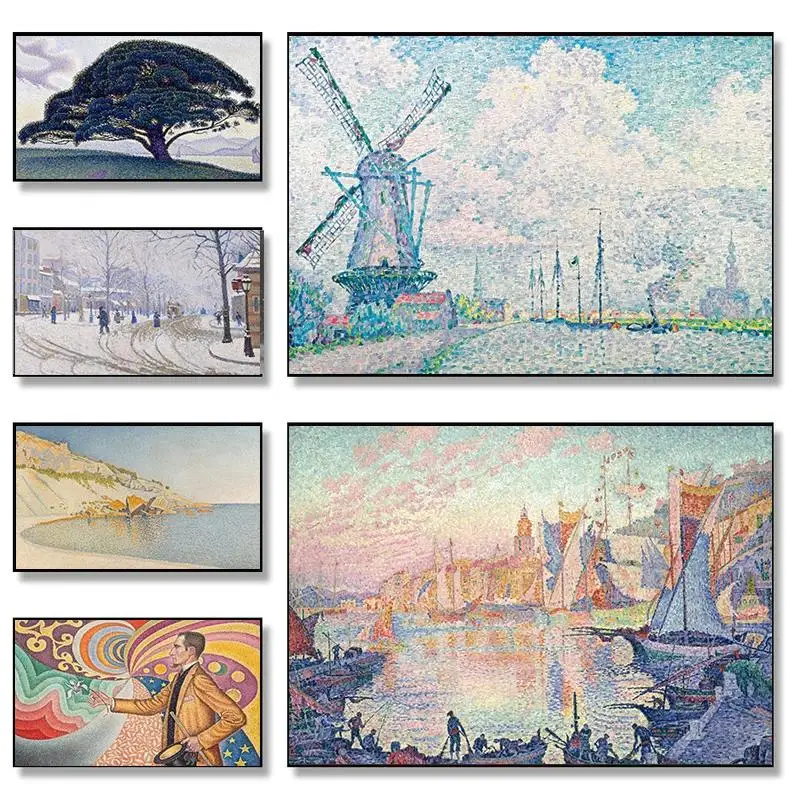 Paul Signac Pointillism Artwork Poster  The Bonaventure Pine Canvas Painting  Wall Art Pictures for Room Home Office Decoration