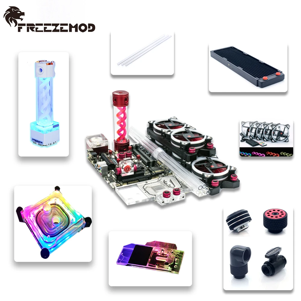 FREEZEMOD Water Cooling Kit For Hard Tube AMD/Intel Kit Modification Acrylic/PETG Pipe Copper Radiator Liquid Cooler MOD Bundle