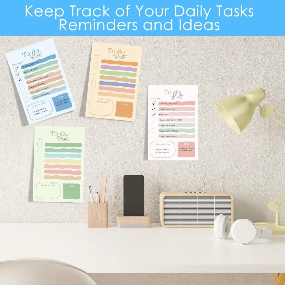 Picture 5: 4pcs Cute To Do List Notepad Daily Planner Checklist Pad Kawaii Pastel Stationery for Office School Tasks Notes Organization