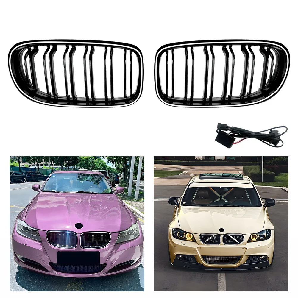 LED Kidney Front Grille Compatible with For BMW 3 Series E90 E91 LCI Models 2009 2012 Including 325i 330i 335i 328i