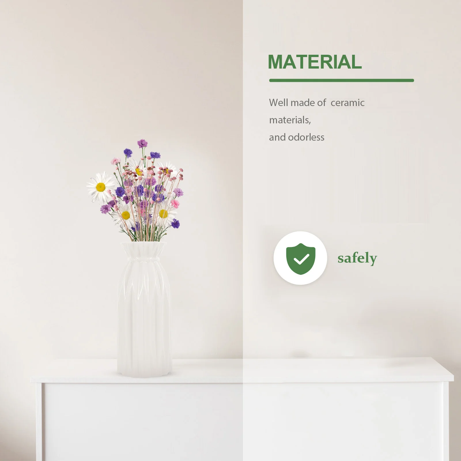 

White Ceramic Flower Vase Creative Desktop Flower Holder Home Office Floral Arrangement Decoration Creative Vase