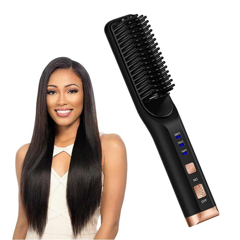 Wireless Hair Straightener Hot Hair Comb Heat Straightening Mini Hair Tools Rechargeable Cordless Brush for Travel