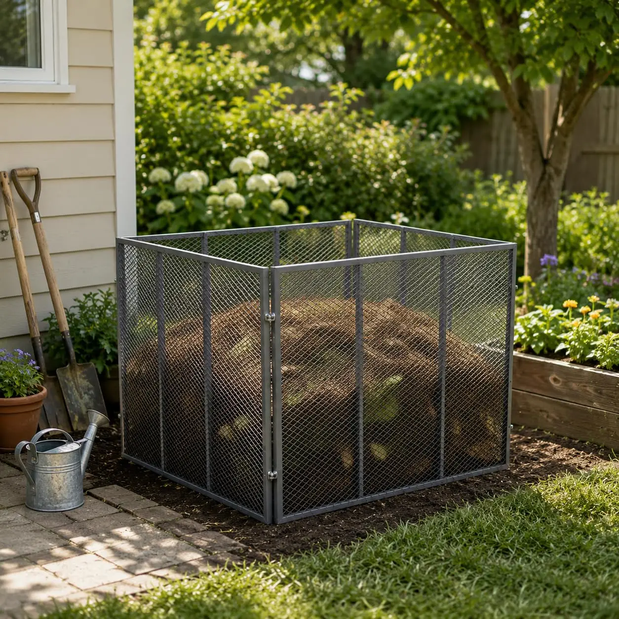 Large Outdoor Compost Bin, 172 Gallon Metal Wire Mesh Composter, Rust-Proof Coating Square Garden Compost Bin Easy to