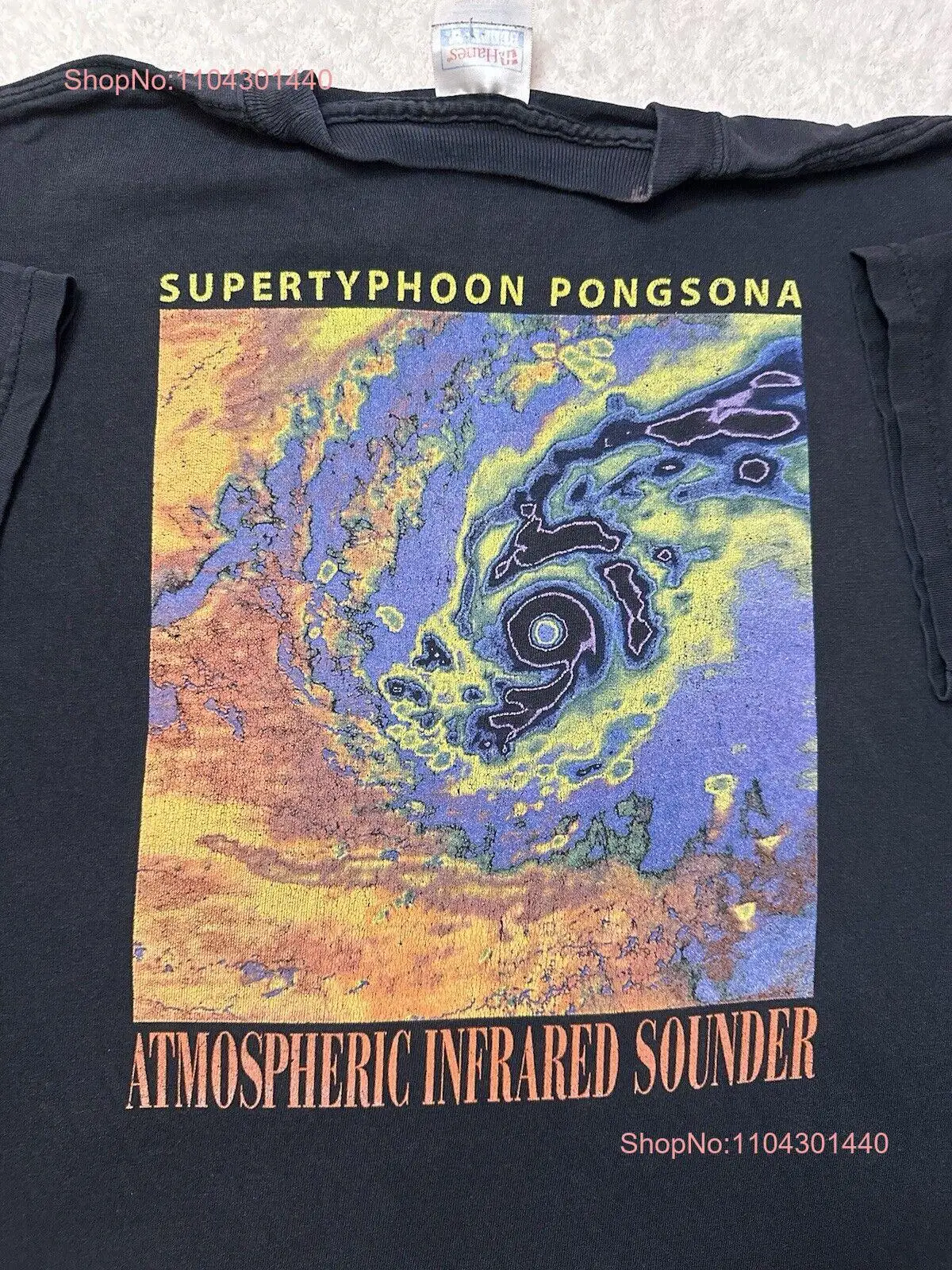 Vintage 2000s Y2K Super Typhoon Pongsona Atmospheric Infrared Sounder T Shirt M long or short sleeves