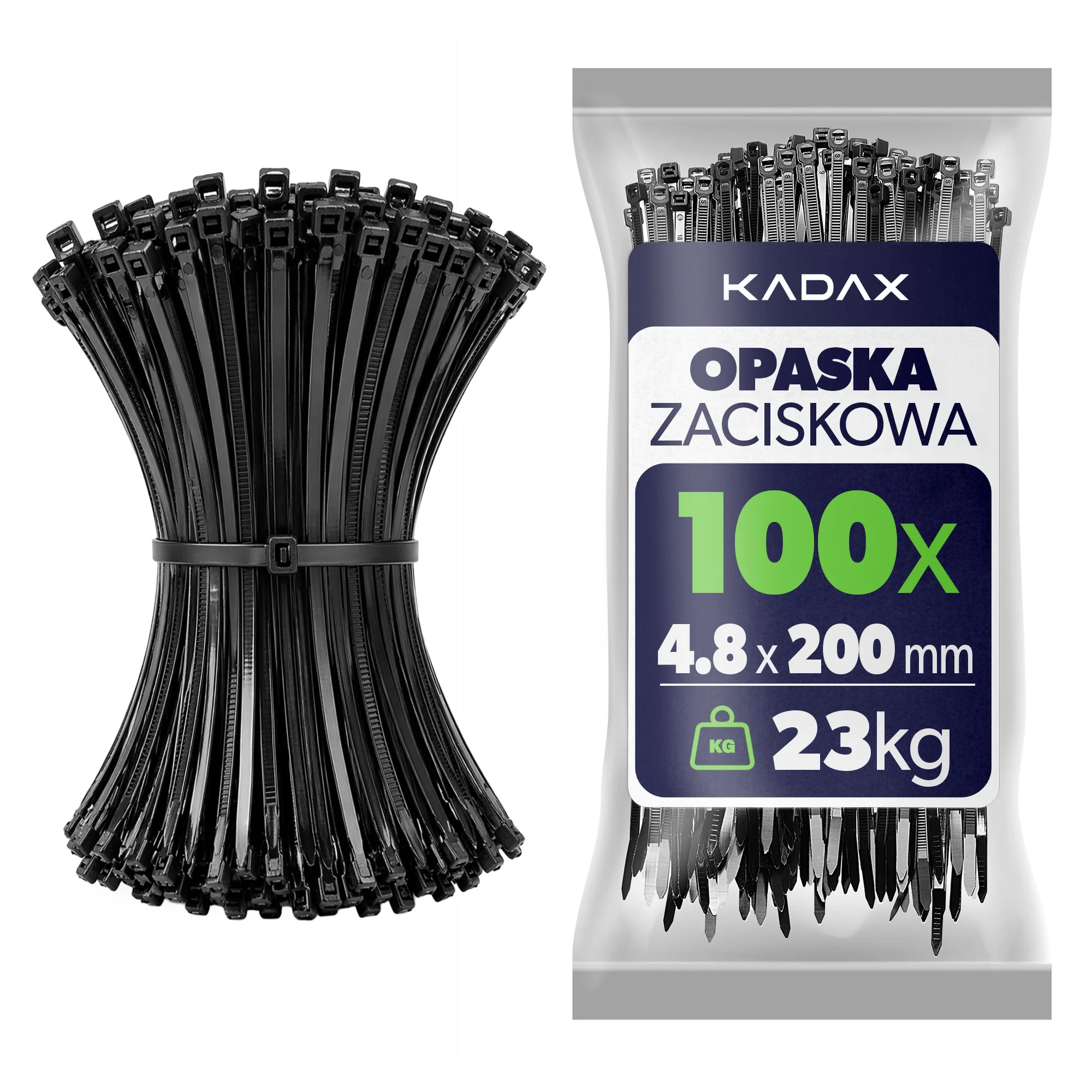 Attaches-câbles Kadax 200X4,8 mm, attaches en nylon 66 noir, résistantes aux UV, pour la gestion des câbles, lot de 100