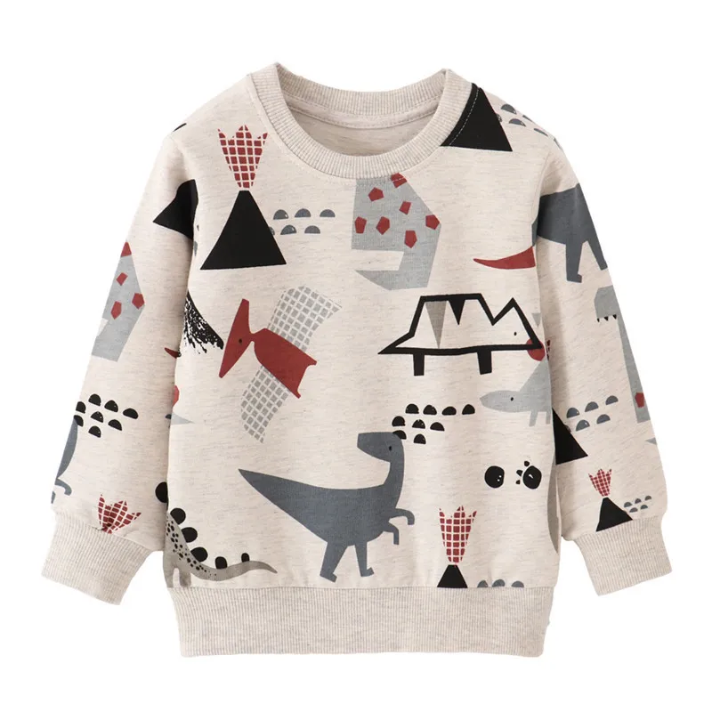 New Arrival Dinosaurs Print Long Sleeve Boys Sweatshirts 2-7T Kids Hooded Autumn Spring Children's Top Baby Clothes Sport Shirts