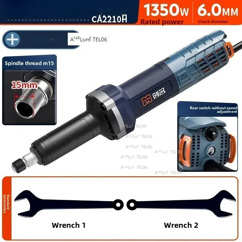 Brushless Industrial Heavy Duty Variable Speed Angle Grinder 220V AC 1380W Polisher Tool