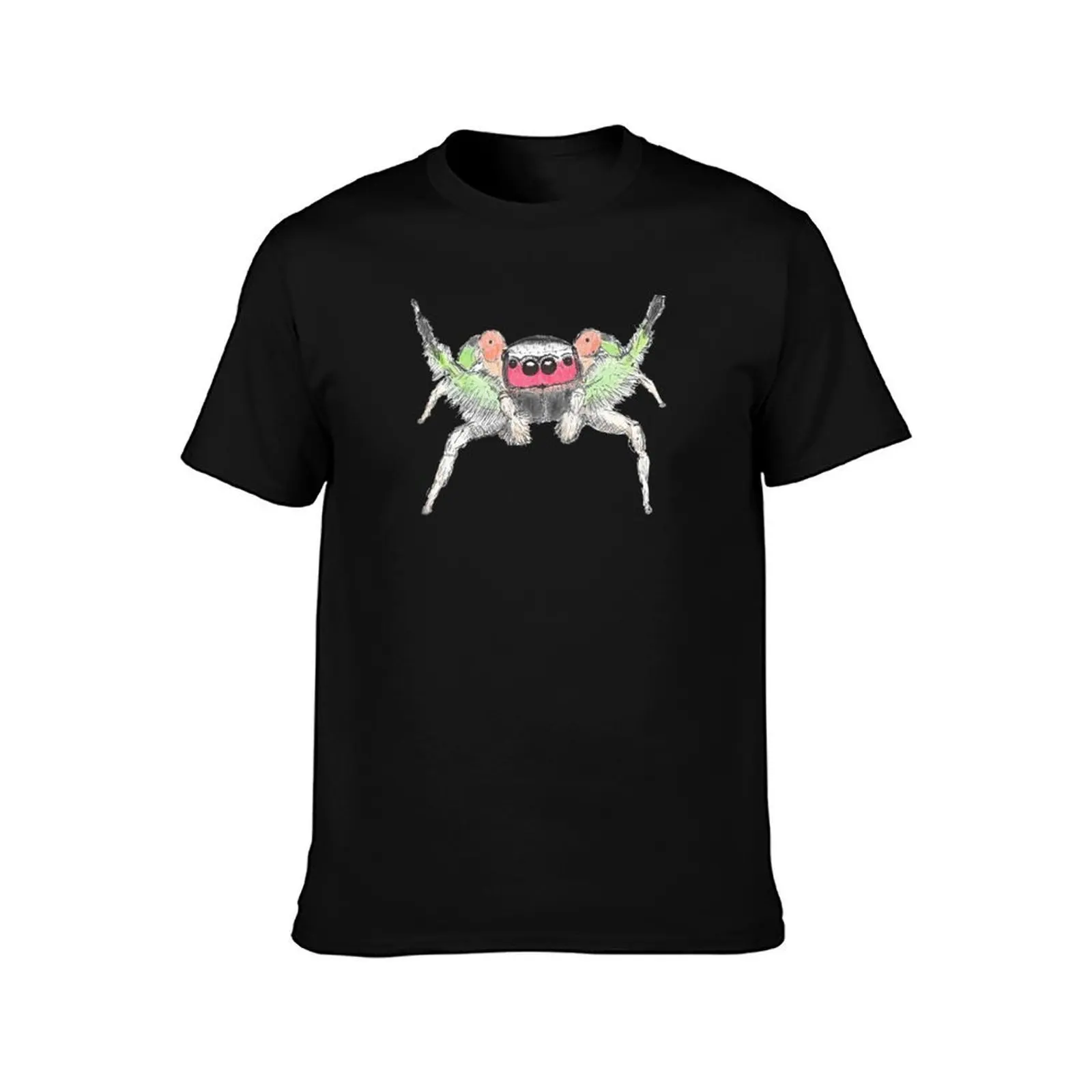 Fiery-haired Paradise Jumping Spider (Habronattus pyrrithrix) T-Shirt, Summer Casual Cotton Tee, Oversized Streetwear Tops