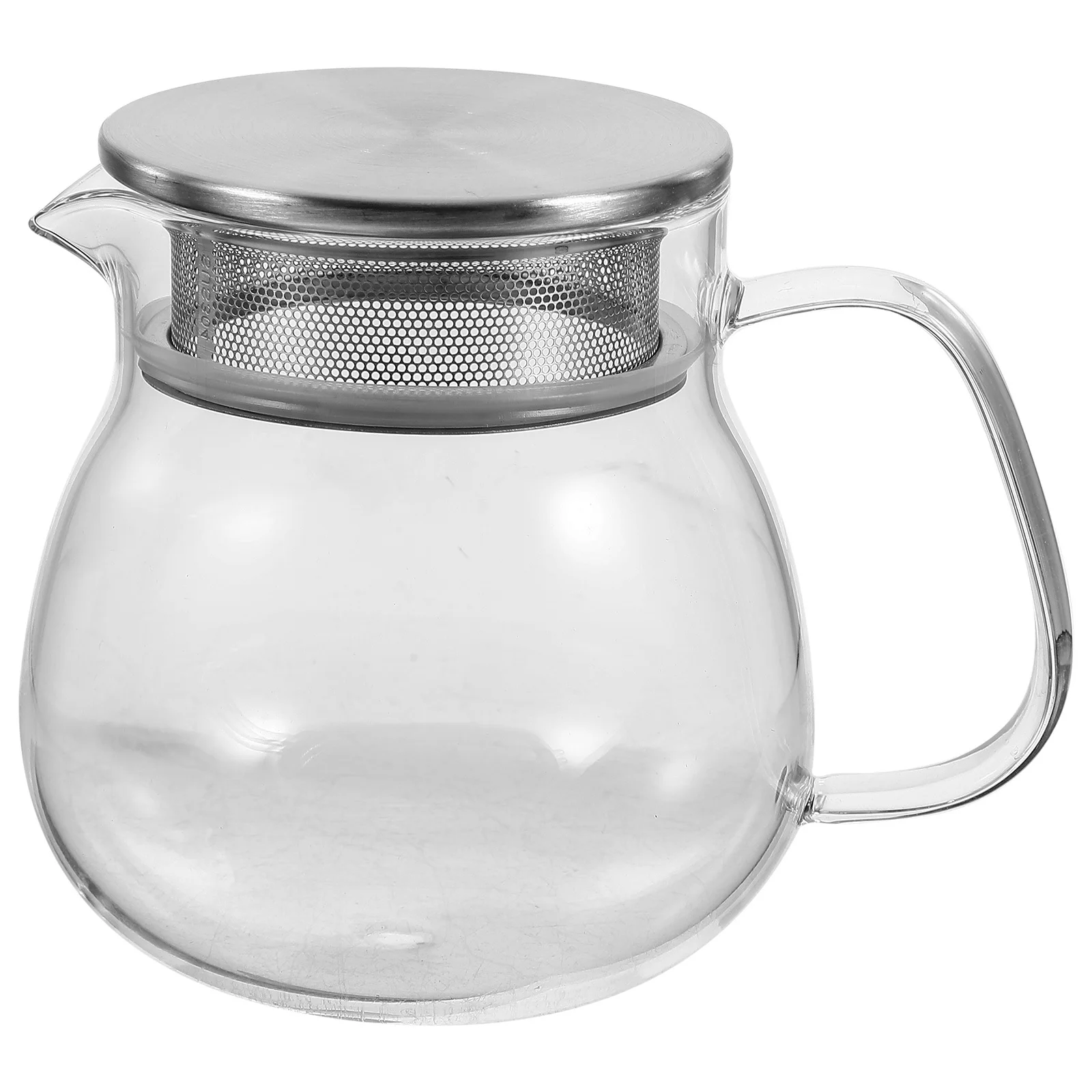 

1Set Glass Tea Pot Handheld Tea Kettle Home Office Use Scratch Resistant Borosilicate Glass Teapot Clear Design 500Ml