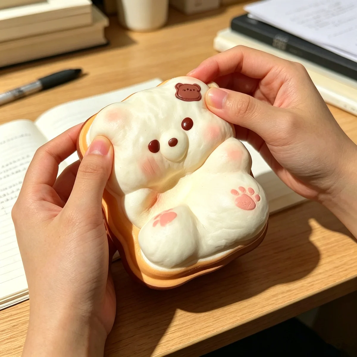 11cm Weicher PU Simulierter Bären-Toast, Langsam Aufsteigender Squishy Süßer Bären-Sandwich-Toast, Quetschbarer Stressabbau-Dekoartikel, Liebevolles Geschenk – Detail 4