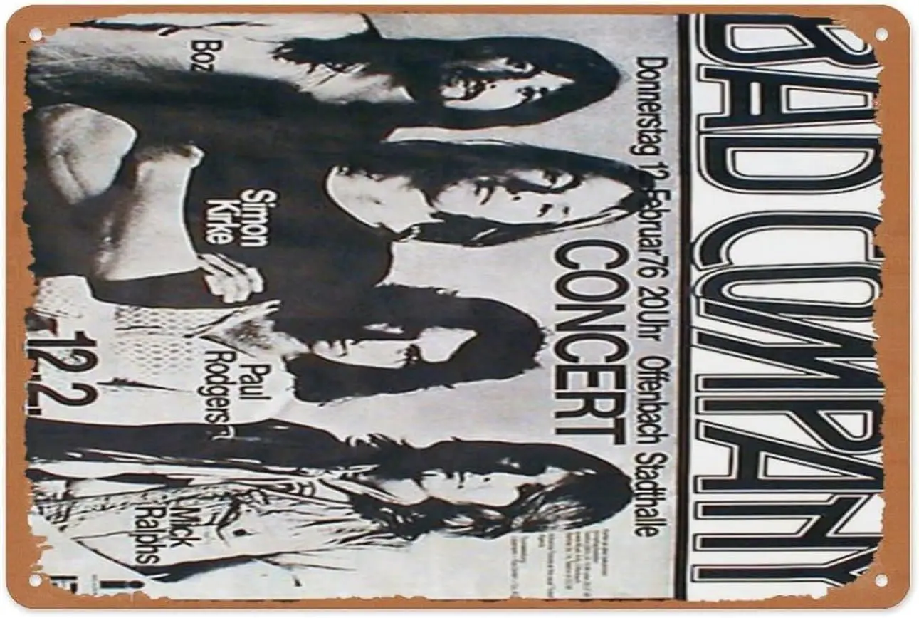 SMGSUGMH 8x12 Inch Band Metal Sign - Bad Company Concert Poster - Vintage Band Wall Art for Music Rooms & Fan Collectio sign