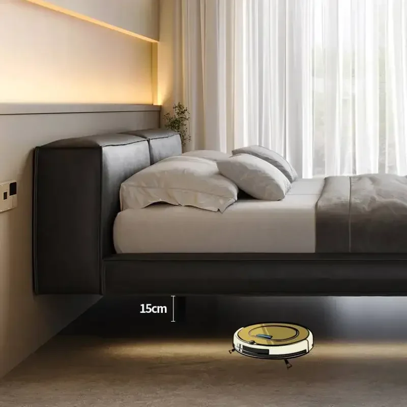 Designer Black Double Bed Waterproof Full Size Modern Wooden Double Bed Luxury Platform Floor Camas De Dormitorio Furniture