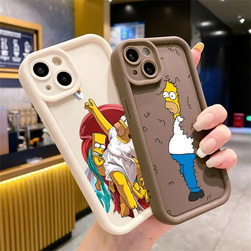 The Simpsons custodia antiurto Disney per Apple iPhone 11 14 Pro Max 15 Plus 12 13 custodia protettiva in Silicone Funda TPU per telefono